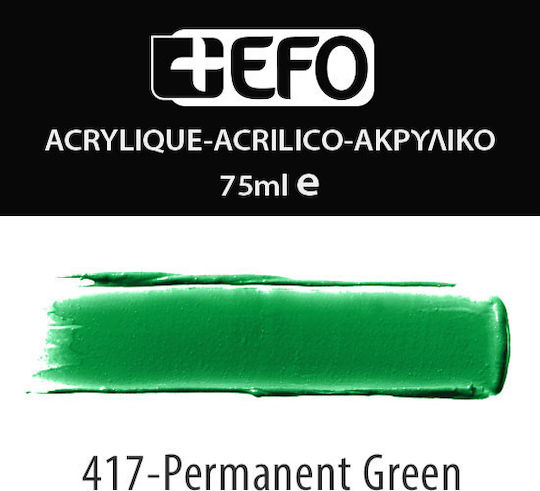 +Efo Acrylic Acrylic Paint Set in Green color 417 Green Permanent 75ml 1pcs