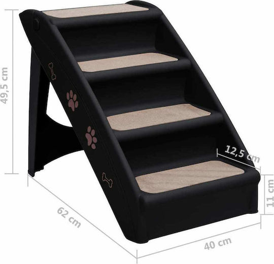 vidaXL vidaXL Hund Auto Reisezubehör Trittstufen Klappbar Schwarze 62x40x49,5cm