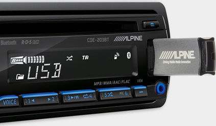 Alpine Car Audio System 1DIN (Bluetooth/USB/CD) with Detachable Panel