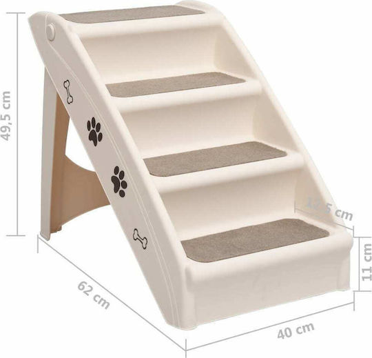 vidaXL Car Steps for Dog Folding Steps Cream 62x40x49.5cm Beige