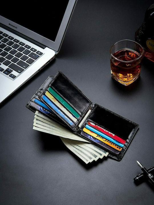 Leather Men's Wallet Classic with RFID Black
