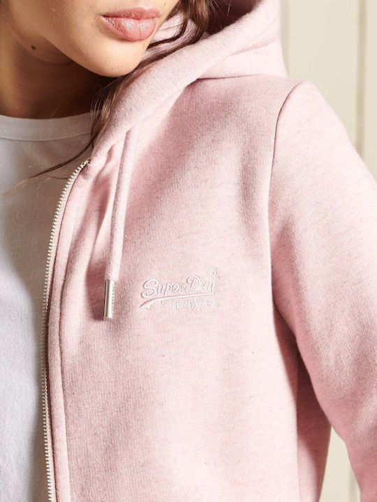 VINTAGE LOGO Long Women's Sweatshirt Jacket Hooded Soft Pink Marl