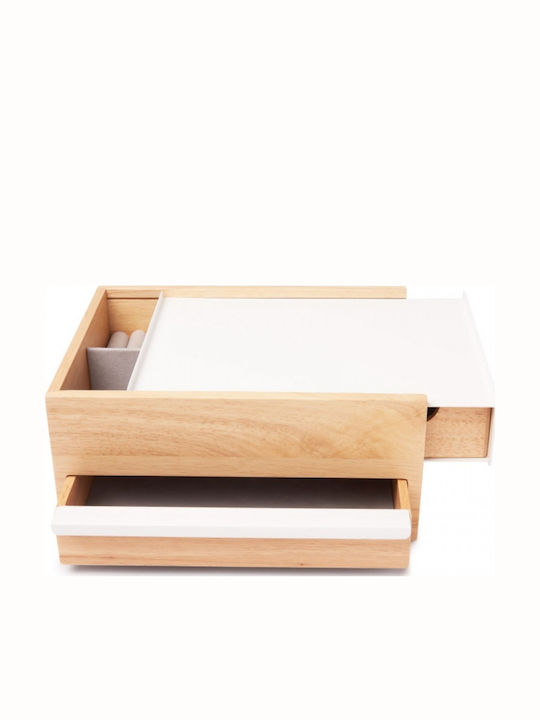 Umbra Stowit Wooden Jewellery Box with Drawer White 26x22.2x12.1cm