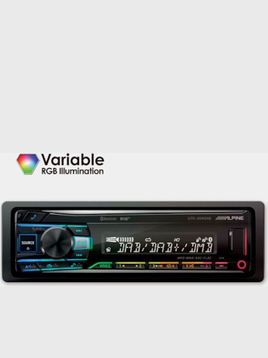 Alpine Ηχοσύστημα Αυτοκινήτου 1DIN (Bluetooth/USB) με Αποσπώμενη Πρόσοψη