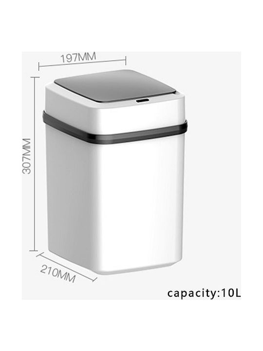 Waste Bin Waste Plastic with Photocell White 10lt 1pcs