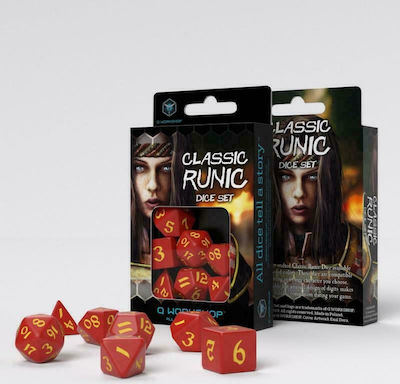 Q Workshop Classic Runic Dice Set Würfel Rot & Gelb 7 Stück QWSSCLR23