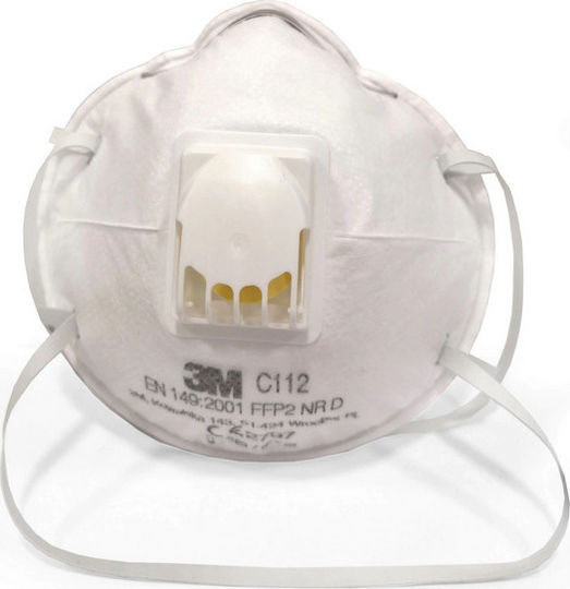 3M C112 NR D Μάσκα Προστασίας FFP2 με Βαλβίδα σε Λευκό χρώμα 1τμχ