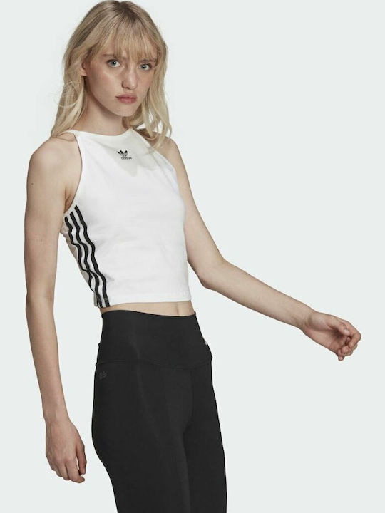 Women's Athletic Crop Top with Straps White