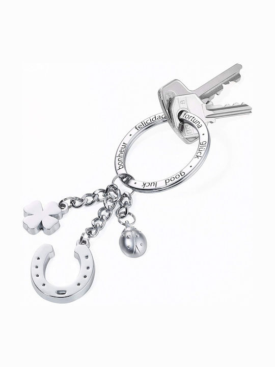 Troika Keychain Charm Glucksbringer Metallic Silver