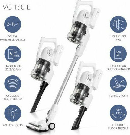 Trotec VC 155 E Прахосмукачка 2 в 1 Stick & Ръчна Сива