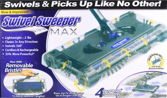 Swivel Sweeper Sweeper Max Επαναφορτιζόμενη Σκούπα Stick 7.2V Μαύρη