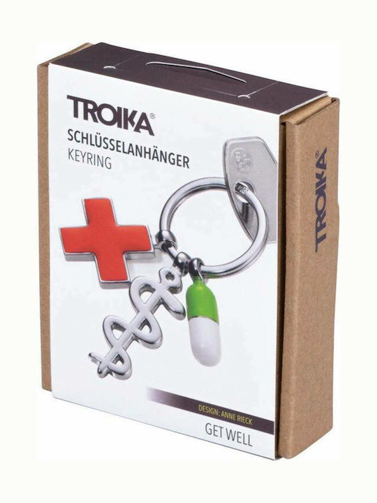 Troika Keychain Get Well Metallic Silver