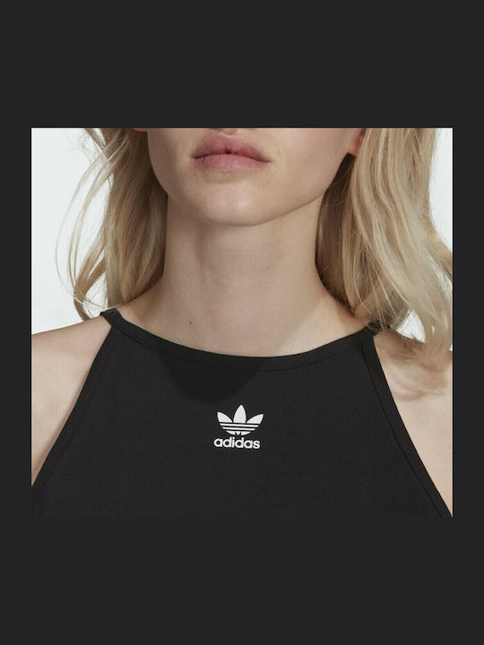 Women's Athletic Crop Top with Straps Black