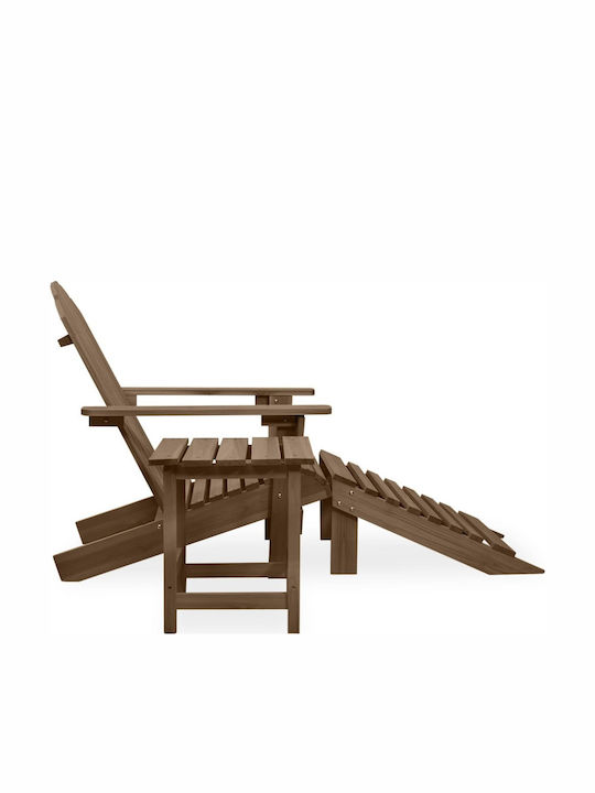 Deckchair Wooden Adirondack Brown with Table 2pcs 147.5x69.5x89.5cm.