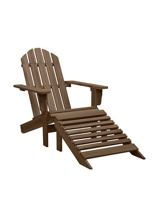 Deckchair Wooden Adirondack Brown with Table 2pcs 147.5x69.5x89.5cm.
