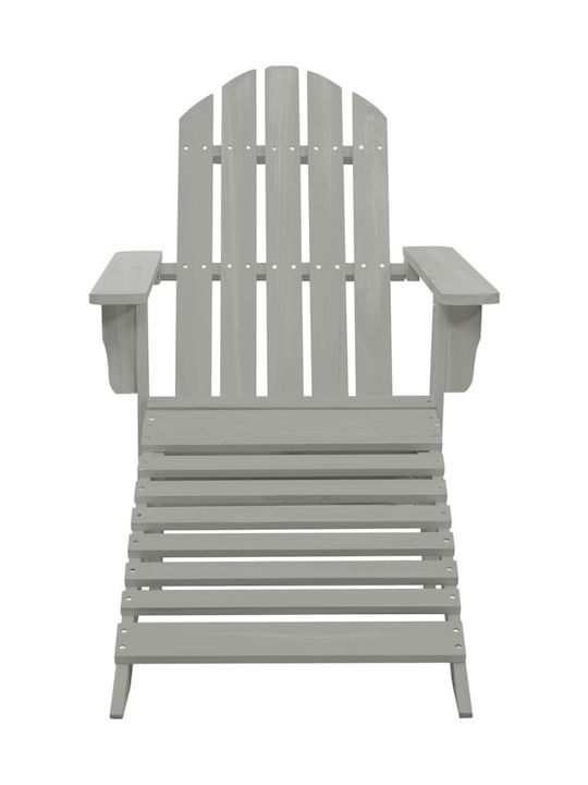 Deckchair Wooden Adirondack Gray with Table 2pcs 147.5x69.5x89.5cm.