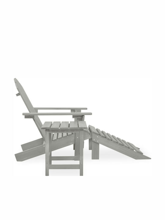 Deckchair Wooden Adirondack Gray with Table 2pcs 147.5x69.5x89.5cm.