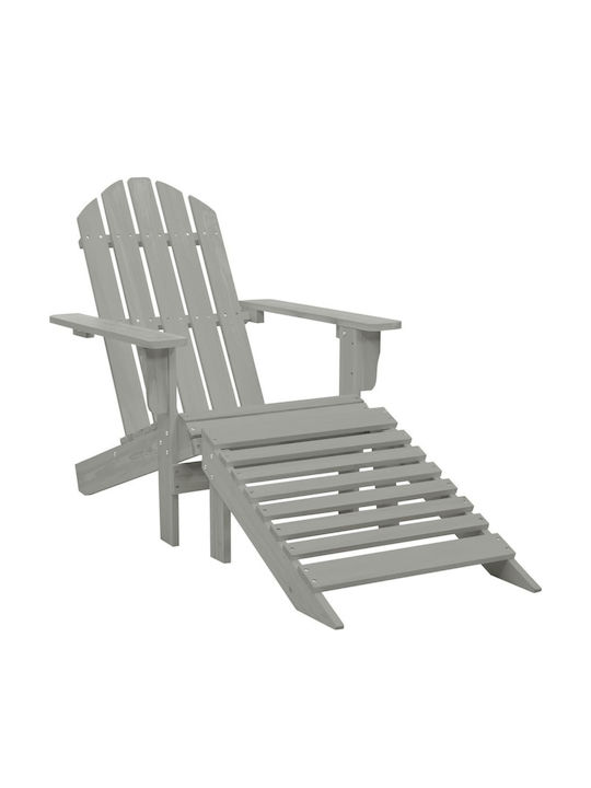 Deckchair Wooden Adirondack Gray with Table 2pcs 147.5x69.5x89.5cm.