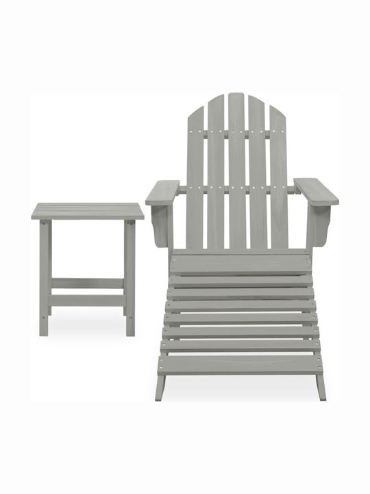 Deckchair Wooden Adirondack Gray with Table 2pcs 147.5x69.5x89.5cm.