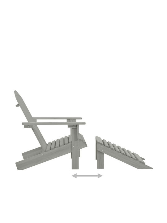 Deckchair Wooden Adirondack Gray with Table 2pcs 147.5x69.5x89.5cm.