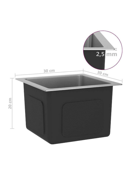 vidaXL Drop-In Sink Inox Satin W30xD30cm Silver
