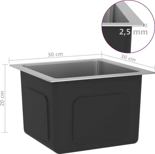 vidaXL Drop-In Sink Inox Satin W30xD30cm Silver