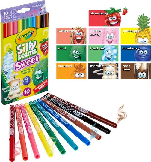 Crayola Silly Scents Washable Scented Drawing Markers Set 10pcs