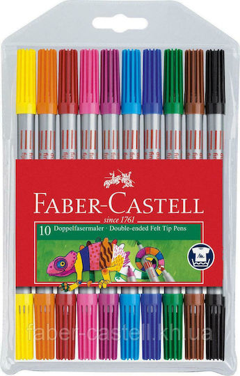 Faber-Castell 15111 Markere De Apă Subțiri Cu Vârf Dublu Lavabile Set 20 Culori