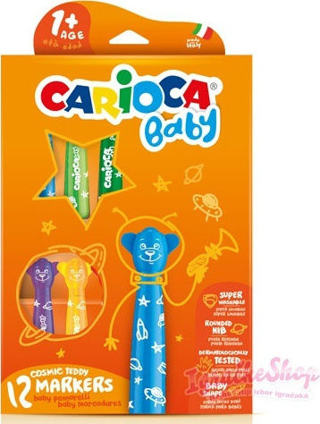 Carioca Baby Teddy Markers 1+ Washable Drawing Markers Thick Set 12pcs