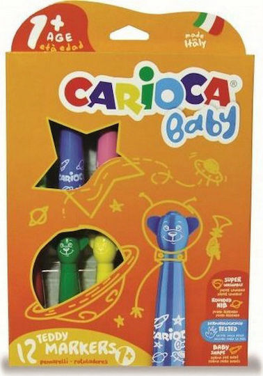 Carioca Baby Teddy Markers 1+ Washable Drawing Markers Thick Set 12pcs