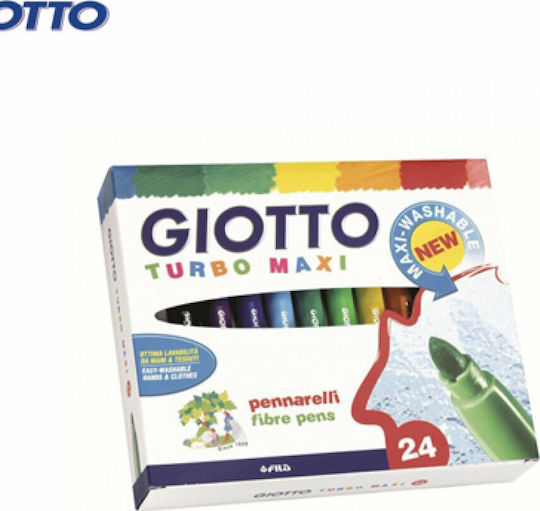 Giotto Turbo Maxi Washable Drawing Markers 5mm Thick Set 24pcs