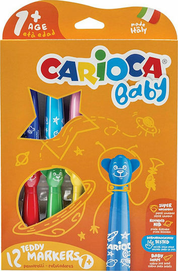 Carioca Baby Teddy Markers 1+ Washable Drawing Markers Thick Set 12pcs