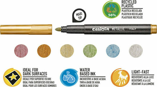 Carioca Metallic Maxi Tip Μαρκαδόροι Ζωγραφικής 6mm Χονδροί Σετ 6 χρώματα