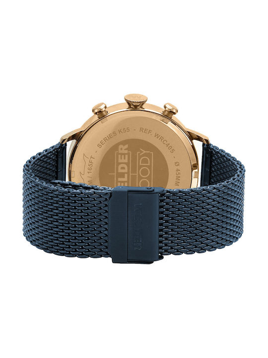 Welder Moody Watch Chronograph with Blue Metal Bracelet