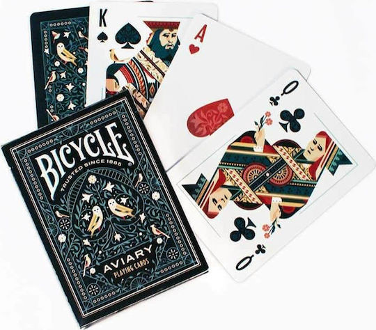 Bicycle Aviary Plasticized Playing Cards for Poker Green in Plastic Box