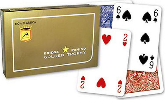 Modiano Ramino Golden Trophy Σετ Τράπουλα 2τμχ Πλαστική Κόκκινη/Μπλε