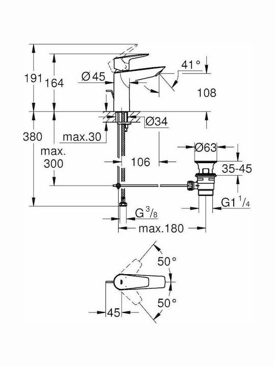 Grohe Bauedge Mixing Sink Faucet Silver