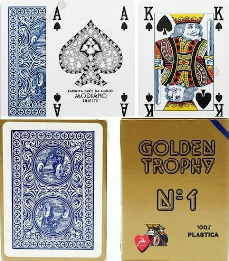 Modiano Poker Golden Trophy Τράπουλα Πλαστική για Poker Μπλε