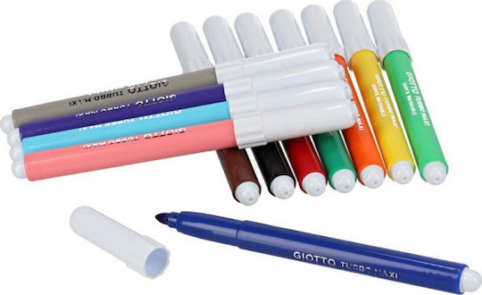 Giotto Turbo Maxi Washable Drawing Markers 5mm Thick Set 12pcs