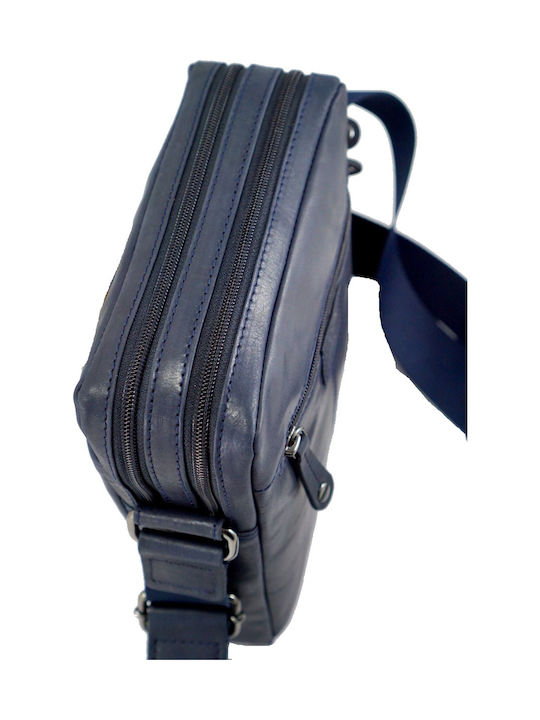 Leather Men's Bag Shoulder / Crossbody Navy Blue