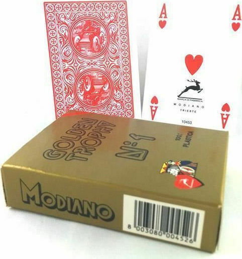Modiano Poker Golden Trophy Τράπουλα Πλαστική για Poker Κόκκινη