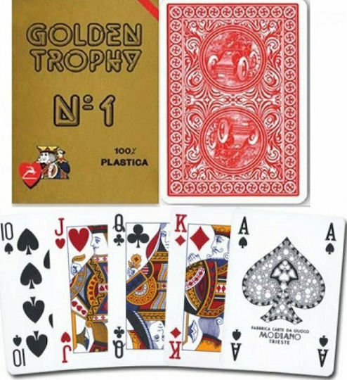 Modiano Poker Golden Trophy Τράπουλα Πλαστική για Poker Κόκκινη