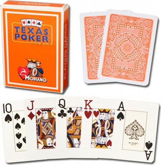 Modiano Texas Poker 2 Jumbo Playing Cards Plastic for Poker Orange