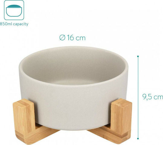 Navaris Ceramic Bowl Food & Water for Dog & Cat with Base 850ml 16cm in Gray Color 2pcs