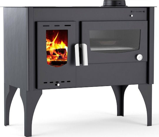 Thermiki ATS Βεργίνα Χαλύβδινη Ξυλόσομπα με Φούρνο 10.4kW Μαύρη
