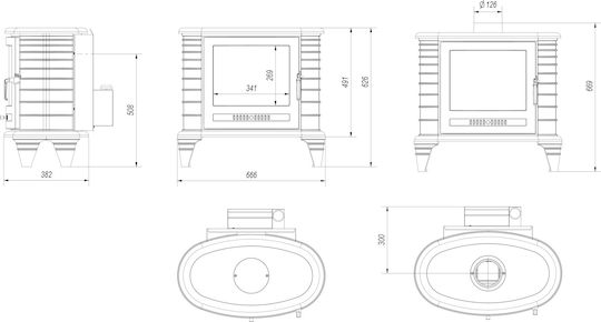 Kratki Koza K8 Turbofan Fontă Soba pe lemne Încălzitor de aer 9kW Negru