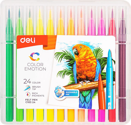 Deli Color Emotion Μαρκαδόροι Ζωγραφικής 8mm Πλενόμενοι Σετ 24 χρώματα