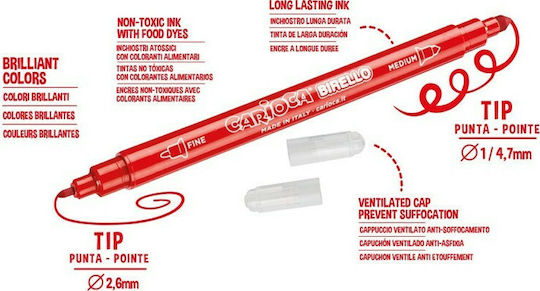 Carioca Birello Double Tip Washable Drawing Markers 4mm Thin Double Tip Set 24pcs