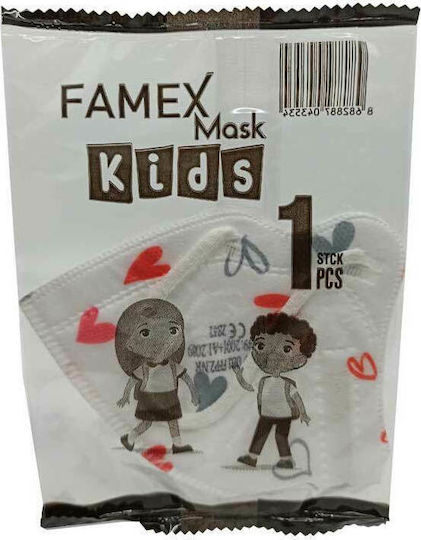 Famex Kids Mask FFP2 NR Маска за защита FFP2 за деца Pink Hearts 10бр