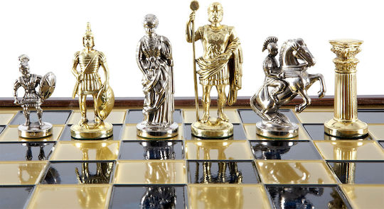 Manopoulos Greco-Roman Era Handmade Chess Metal with Pawns 41x41cm